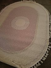 Ковер длинноворсовый розовый HUNKAR 7908 PURPLE / PURPLE Овал