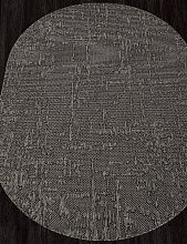 Пушистый круглый ковер-циновка KAIR S136 BLACK-GRAY Овал