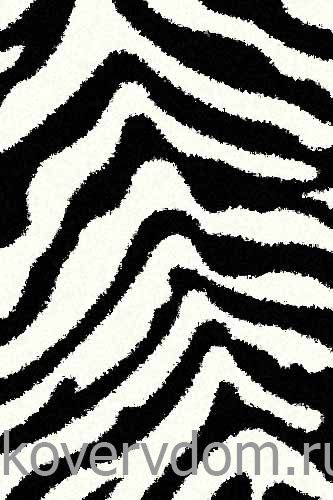 Ковер длинноворсовый SHAGGY S604 УЛЬТРА Зебра черно-белый