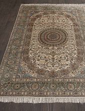 Круглый ковер Tibet SILK & SILK S-02 CREAM / BLUE